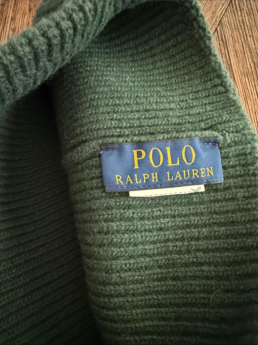 Polo Ralph Lauren Dark Green Wool Blend Ribbed Knit Beanie Embroidered Pony Logo - Picture 5 of 5